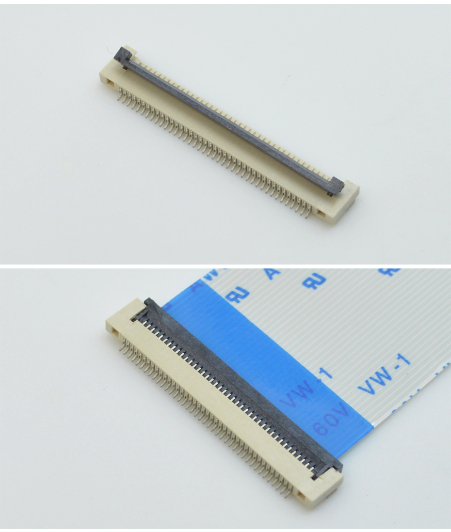 FFFC/FPC軟排線連接器0.5mm-45P翻蓋式下接H1.5燈條接插件插座,宏利