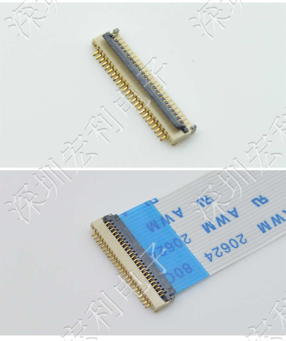 FPC連接器 間距0.5mm 高H1.0 40P下接翻蓋 SMT耐高溫貼片連接器