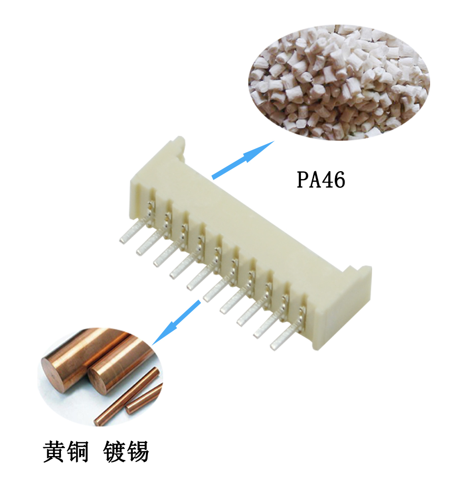 線對板后焊連接器1.25MM間距6A PCB端子 直插電子線束膠殼接插件,宏利