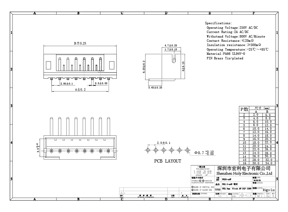 PH2.0-12P彎針插座彎腳座彎針座2.0MM間距接插件連接器,宏利